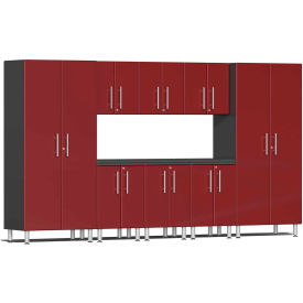 SUBLIME KITCHEN AND GARAGE CABINETS INC UG23091R Ulti-MATE Garage 2 Series 9-Piece Cabinet Set 141" x 21" x 36.5" Red image.