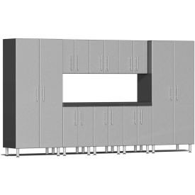 SUBLIME KITCHEN AND GARAGE CABINETS INC UG23091S Ulti-MATE Garage 2 Series 9-Piece Cabinet Set 141" x 21" x 36.5" Silver image.