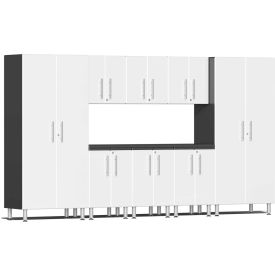 SUBLIME KITCHEN AND GARAGE CABINETS INC UG23091W Ulti-MATE Garage 2 Series 9-Piece Cabinet Set 141" x 21" x 36.5" White image.