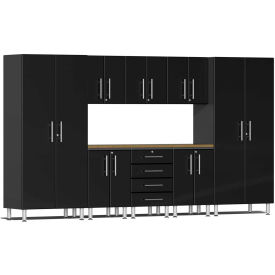 SUBLIME KITCHEN AND GARAGE CABINETS INC UG23092B Ulti-MATE Garage 2 Series 9-Piece Cabinet Set 142" x 21" x 80" Black image.