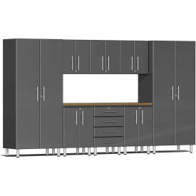 SUBLIME KITCHEN AND GARAGE CABINETS INC UG23092G Ulti-MATE Garage 2 Series 9-Piece Cabinet Set 142" x 21" x 80" Gray image.