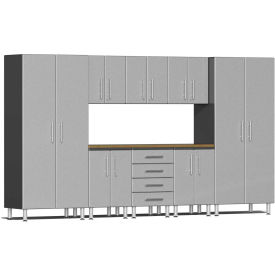 SUBLIME KITCHEN AND GARAGE CABINETS INC UG23092S Ulti-MATE Garage 2 Series 9-Piece Cabinet Set 142" x 21" x 80" Silver image.