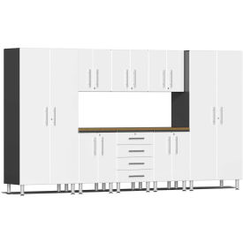 SUBLIME KITCHEN AND GARAGE CABINETS INC UG23092W Ulti-MATE Garage 2 Series 9-Piece Cabinet Set 142" x 21" x 80" White image.