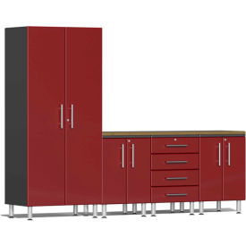 SUBLIME KITCHEN AND GARAGE CABINETS INC UG26052R Ulti-MATE Garage 2 Series 5-Piece Cabinet Set 106.5" x 21" x 80" Red image.
