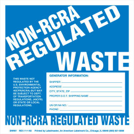 AMERICAN LABELMARK CO. BWMV Non-RCRA Regulated Waste Label, Stock PVC free, Vinyl, 100/Pack image.