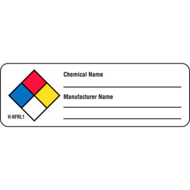 AMERICAN LABELMARK CO. H-NFRL1 LabelMaster®H-NFRL1 NFPA®Write-On Chemical Name Label, 3" x 1", Paper, 100/Roll image.