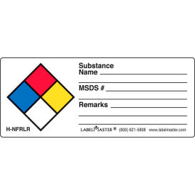 AMERICAN LABELMARK CO. H-NFRLR LabelMaster®H-NFRLR NFPA®Write-On Substance Name Label, 3 3/8" x 1 3/8", Paper, 500/Roll image.