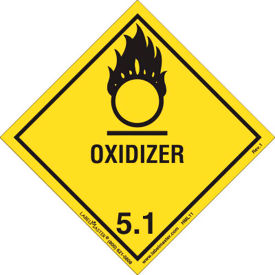 "Oxidizer" Paper Label, 4"L x 4"W, Yellow/Black, Roll of 500 view 2