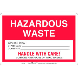 AMERICAN LABELMARK CO. HWAV LabelMaster®HWAV Hazardous Waste Label, PVC-Free Film Stock, 100/Pack image.