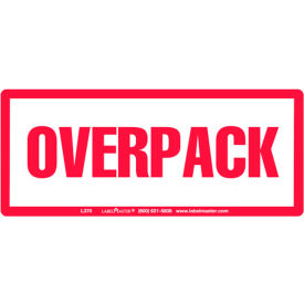 AMERICAN LABELMARK CO. L370 LabelMaster® Labels with "Overpack" Print, 6"L x 2-1/2"W, White/Red, 500/Roll image.
