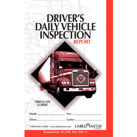 LabelMaster VIR0001 Driver's Daily Vehicle Inspection Report Book, Standardized, 5.5 x 8.5 inch