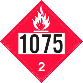 LabelMaster ZT8-1075 Flammable Gas Placard, UN 1075, Tagboard, 25/Pack