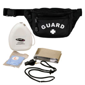 Kemp Usa 10-103-BLK-S2 Kemp USA Hip Pack w/ Guard Logo & Lifeguard Essentials Supply Pack, Black, 5 Pieces image.