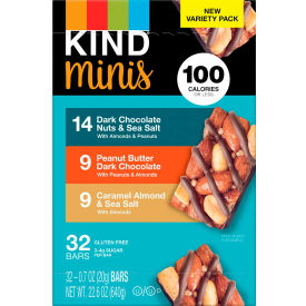 KIND Minis Peanut Butter Dark Chocolate and Caramel Almond & Sea Salt Variety 0.7 oz 32 Count