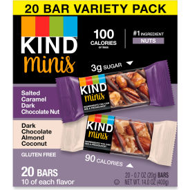 Kind® Minis Salted Caramel Dark Chocolate Nut Dark Chocolate Almond & Coconut Bar Pk of 20