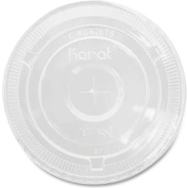 Karat® Cold Cup Flat Lids with Straw Slot Fits 12 - 24 oz. Cups Clear 1000/Carton