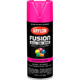 Krylon Products Group-Sherwin-Williams K02708007 Krylon Fusion All-In-One Combination Aerosol Paint & Primer, Gloss Hot Pink, 12 oz. image.