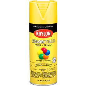 Krylon Colormaxx Paint & Primer, 12 oz., Gloss Sun Yellow - Pkg Qty 6