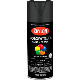 Krylon Products Group-Sherwin-Williams KO5546007 Krylon® Colormaxx™ Paint & Primer, 12 oz., Flat Black image.