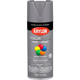 Krylon Products Group-Sherwin-Williams KO5550007 Krylon® Colormaxx™ Paint & Primer, 12 oz., Matte Deep Gray image.
