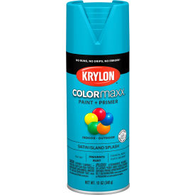 Krylon Colormaxx Paint & Primer, 12 oz., Satin Island Splash - Pkg Qty 6