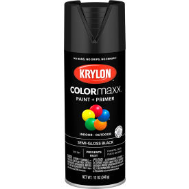 Krylon Products Group-Sherwin-Williams KO5579007 Krylon® Colormaxx™ Paint & Primer, 12 oz., Semi-Gloss Black image.