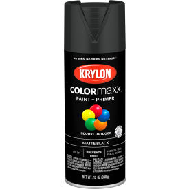 Krylon Products Group-Sherwin-Williams KO5592007 Krylon® Colormaxx™ Paint & Primer, 12 oz., Matte Black image.