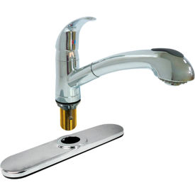 KISSLER & COMPANY INC 77-2130 Dominion Faucets Single Lever Kitchen Faucet w/ Pull Out Spray, Removable Deck Plate, Chrome Plated image.
