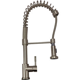 KISSLER & COMPANY INC 77-4505 Dominion Faucets Single Lever Kitchen Faucet w/ Pull Down Spray, Removable Deck Plate, Satin Nickel image.