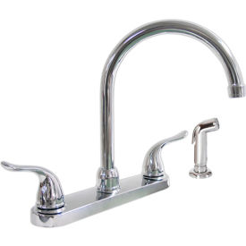 KISSLER & COMPANY INC 77-5105 Dominion Faucets Double Lever Kitchen Faucet Side Spray & Euro Design Lever Handles, Chrome Plated image.