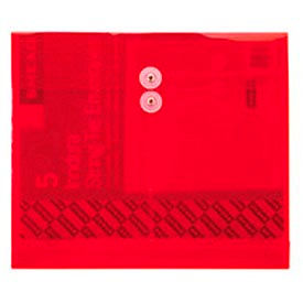 Smead Manufacturing Company 89527 Smead Ultracolor Expandable Poly String Tie Envelopes, Side Load, 8-1/2"W x 11"H, Red, 5/Pack image.