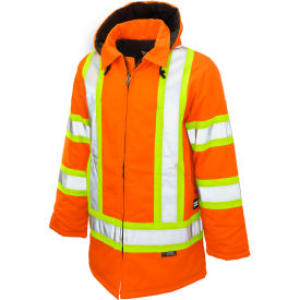 Tough Duck Mens Safety Parka Jacket L Fluorescent Orange