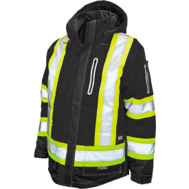 Tough Duck Mens Ripstop 4-In-1 Safety Jacket L Black