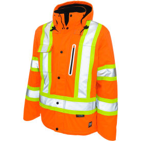 Tough Duck Mens Ripstop Fleece Lined Safety Jacket 2XL Fluorescent Orange