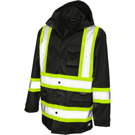 Tough Duck Ripstop Safety Rain Jacket CSA Class 1 Level 2 XS Black