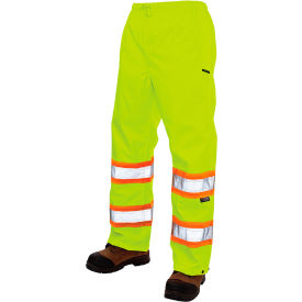 Tough Duck Pull On Ripstop Safety Rain Pants CSA Class 3 Level 2 L Fluorescent Green