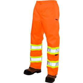 Tough Duck Pull On Ripstop Safety Rain Pants CSA Class 3 Level 2 L Fluorescent Orange