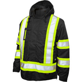 Tough Duck Mens Poly Oxford 5-In-1 Safety Jacket L Black