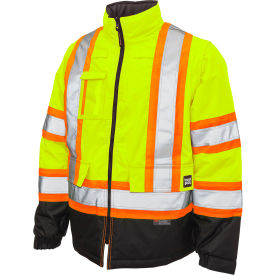 Tough Duck Mens Poly Oxford 5-In-1 Safety Jacket L Fluorescent Green