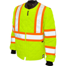 Tough Duck Mens Quilted Safety Freezer Jacket L Fluorescent Green