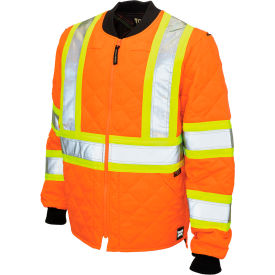 Tough Duck Mens Quilted Safety Freezer Jacket L Fluorescent Orange