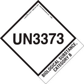 AMERICAN LABELMARK CO. L380 LabelMaster® "UN3373 Biological Substance Category B" Labels, 4"L x 4-3/4"W, White, Roll of 500 image.