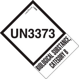 AMERICAN LABELMARK CO. L380B LabelMaster® "UN3373 Biological Substance Category B" Labels, 2"L x 2-3/4"W, White, Roll of 500 image.