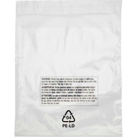 Laddawn Products Co 16200 Resealable Suffocation Warning Poly Bags, 6"W x 6"L, 1.5 Mil, Clear, 1000/Pack image.
