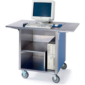 Cashier Stand, ADA Height, 2 Side Tray Slides, 1 Interior Shelf, Stainless Steel view 2
