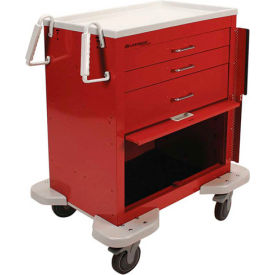 Lakeside Manufacturing Inc. C-324-P2B-1R Lakeside® C-324-P2B-1R Classic 3-Drawer Medical Emergency Cart, Red, Breakaway Lock image.