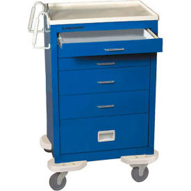 Lakeside Manufacturing Inc. C-530-P2K-1B Lakeside® C-530-P2K-1B Classic 5-Drawer Medical Anesthesia Cart, Blue, Key Lock image.