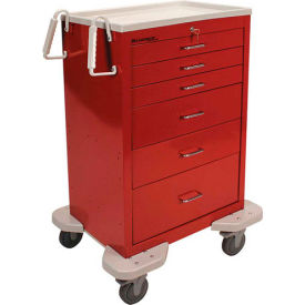 Lakeside Manufacturing Inc. C-630-K-1R Lakeside® C-630-K-1R Classic 6-Drawer Medical Emergency Cart, Red, Key Lock image.