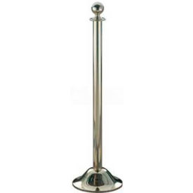 Lavi Industries 58472 Lavi Industries Crown Portable Queueing Post, 41.5"H Clear Coated Polished Brass Post image.