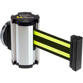 Lavi Industries 50-3010MG/CL/BN Lavi Industries Magnetic Retractable Belt Barrier, Chrome Case W/10 Black/Neon Yellow Belt image.